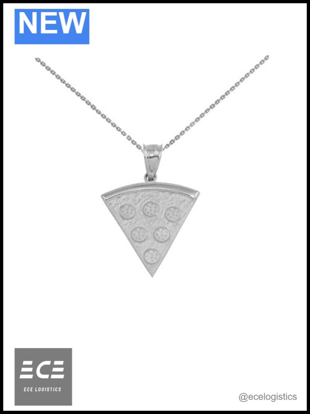 Sterling Silver Pizza Slice Charm Pendant Necklace 16"